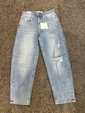 Lovervet distressed barrel leg jeans